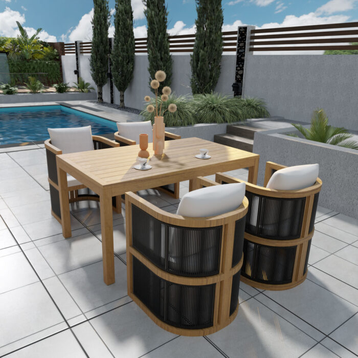 Holton 4 Seater Teak Wood Garden Dining Set