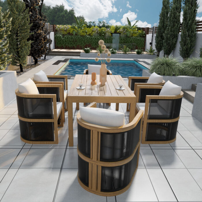 Holton 6 Seater Teak Wood Garden Dining Set
