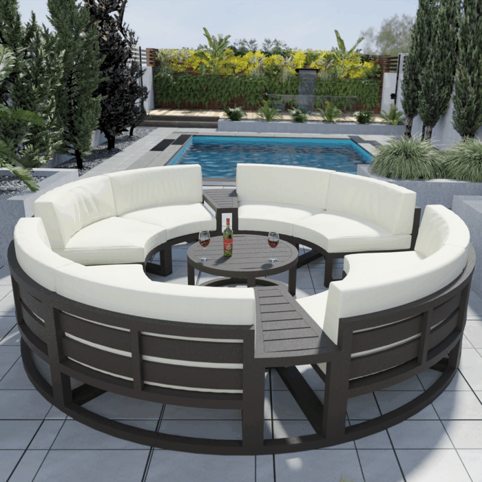 Marlow Luxury 8 Seater Sectional Round Lounge Sofa Set