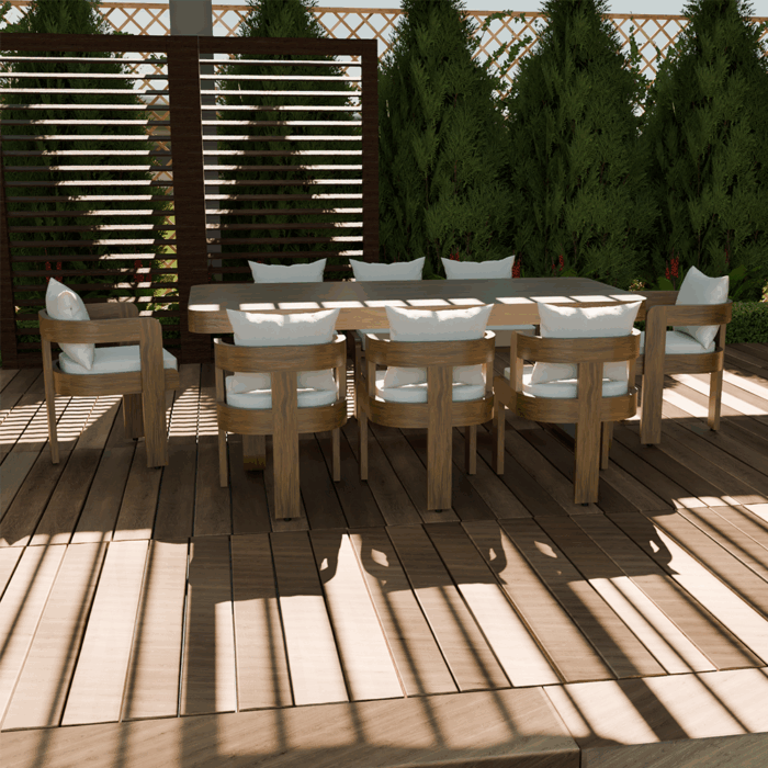 Broadwell 8 Seater Luxury Teak Solid Wood Dining Set
