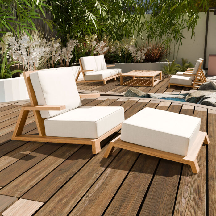 Chawley Luxury Teak Solid Wood Garden Sun Lounger