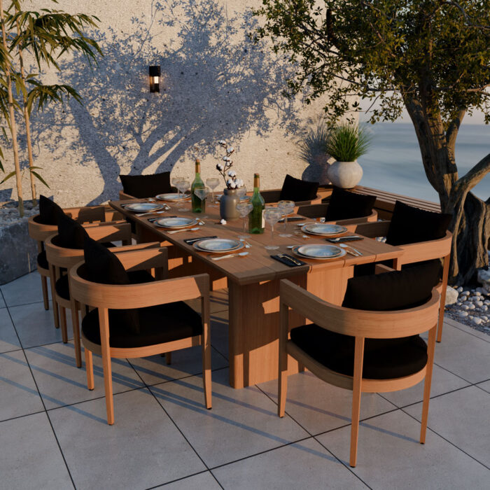 Napier 8 Seater Teak Wood Luxury Garden Dining Set