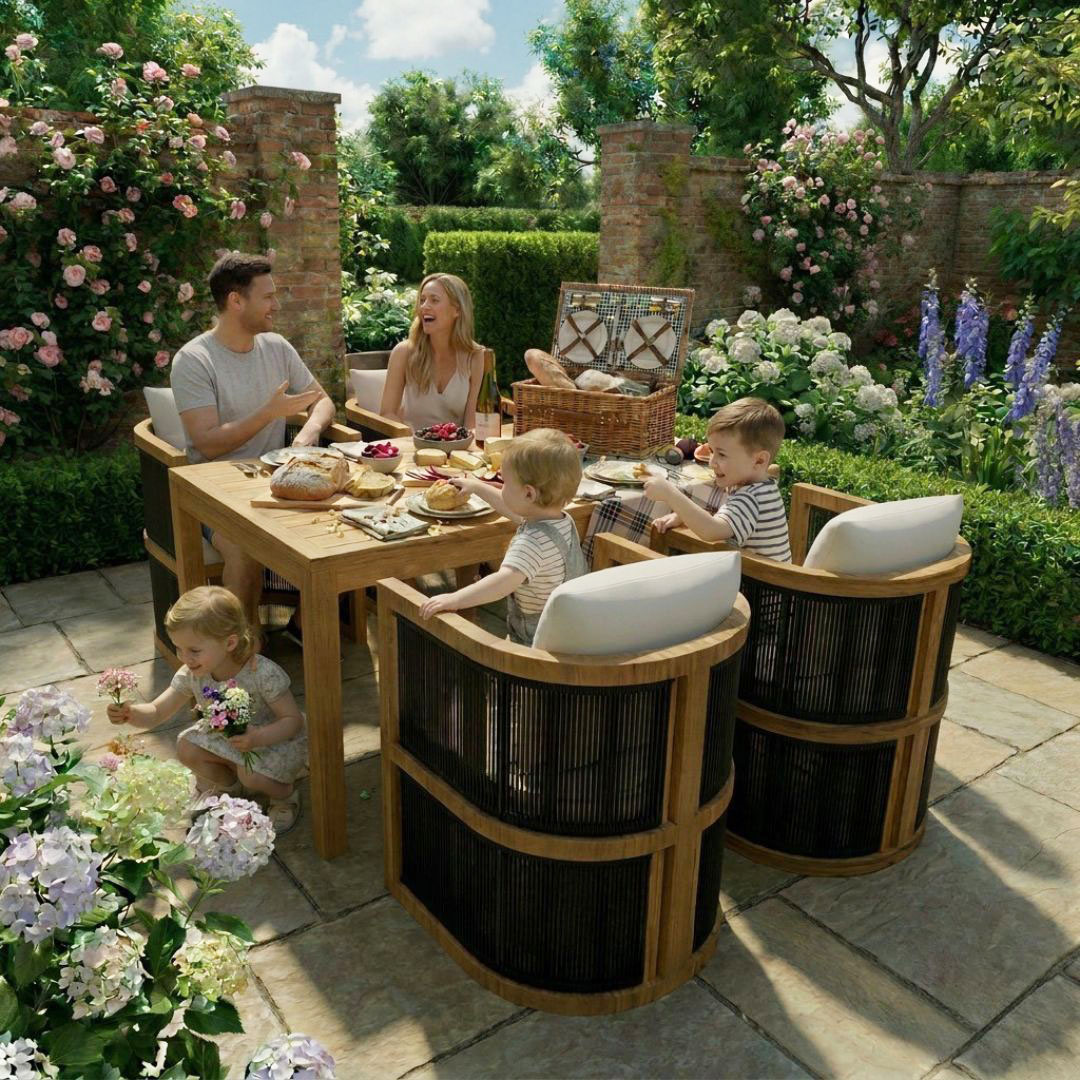 Holton 4 Seater Teak Wood Garden Dining Set