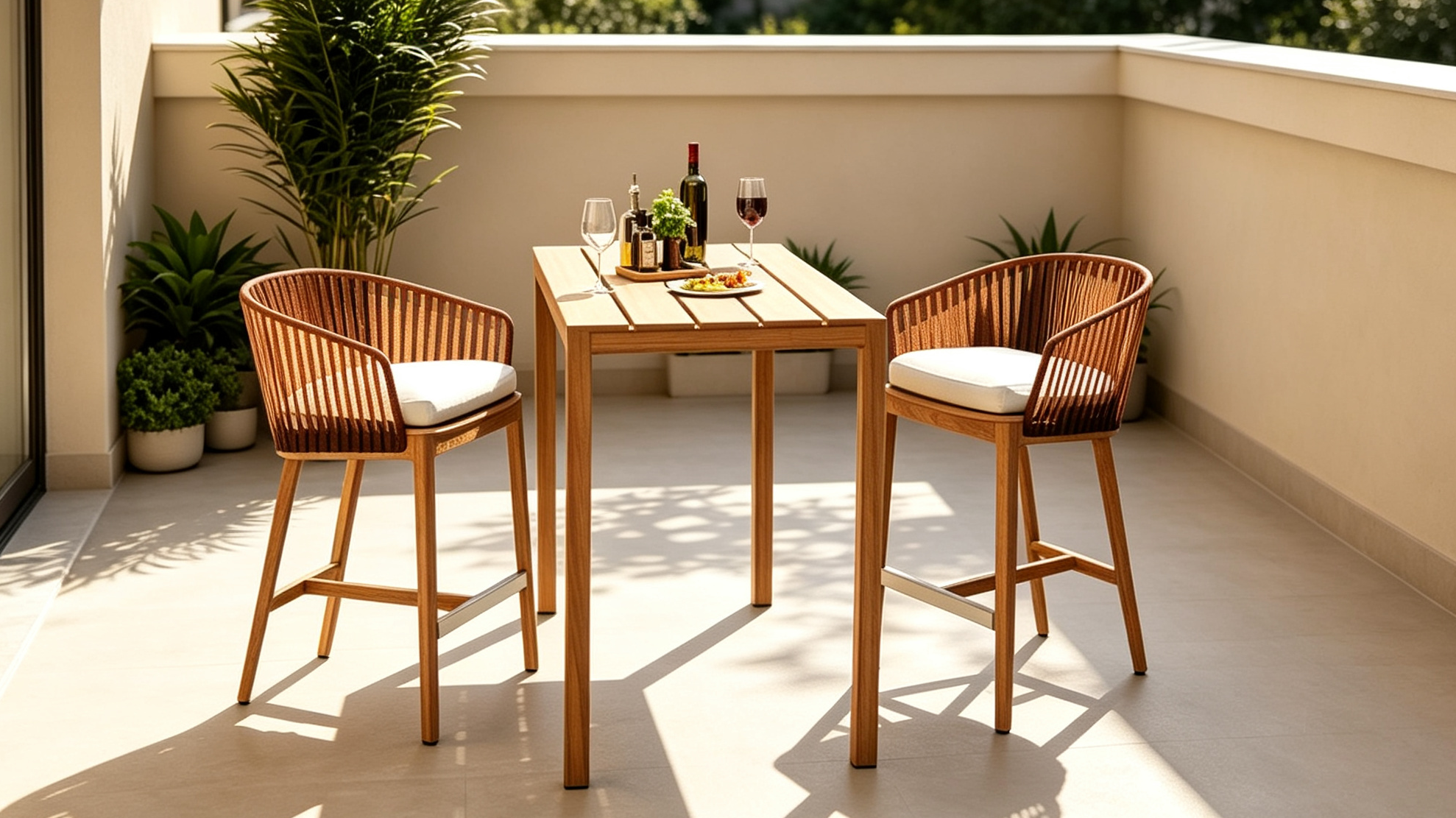 Tawney Luxury 2 Seater Teak Wood Garden Bistro Dining Set
