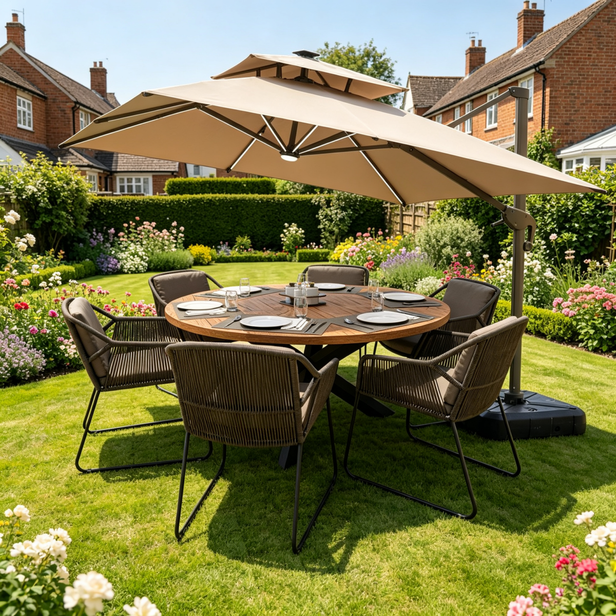 The Cherwell Dining Set and The Portland Parasol