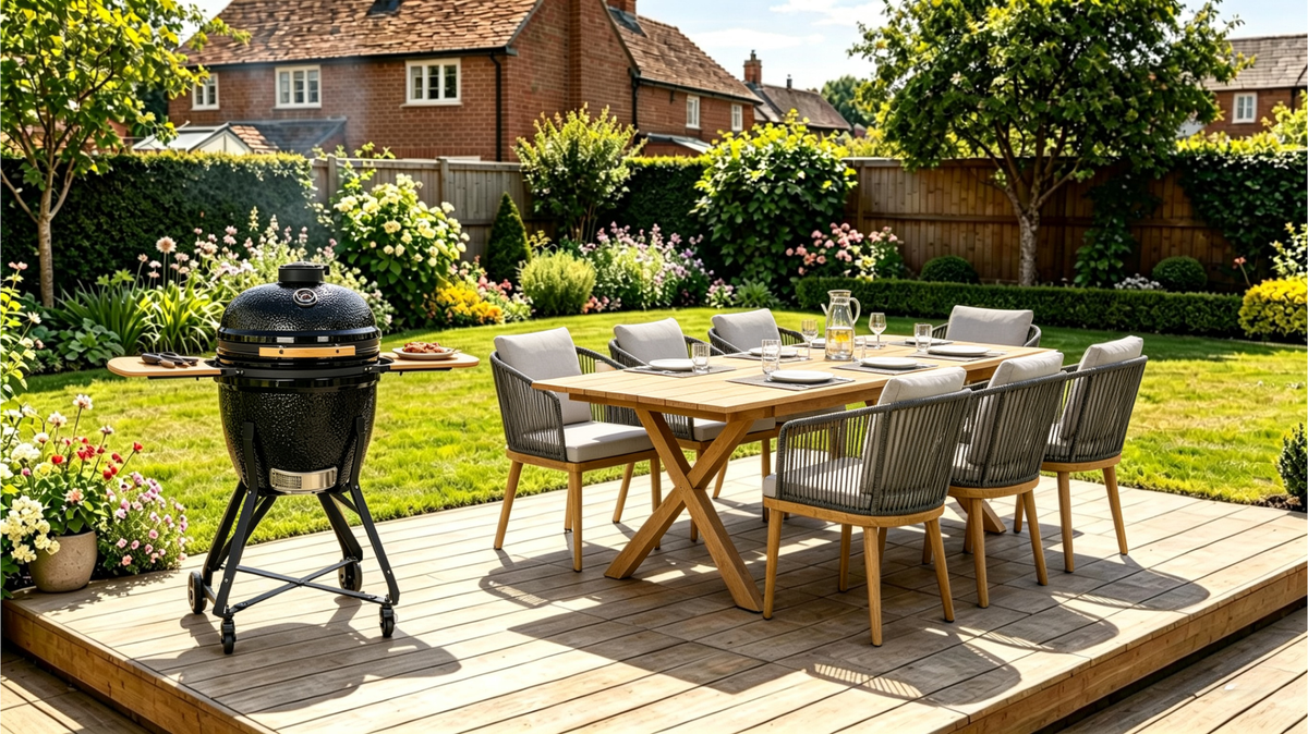 Luxury garden dining set for outdoor kitchen entertaining