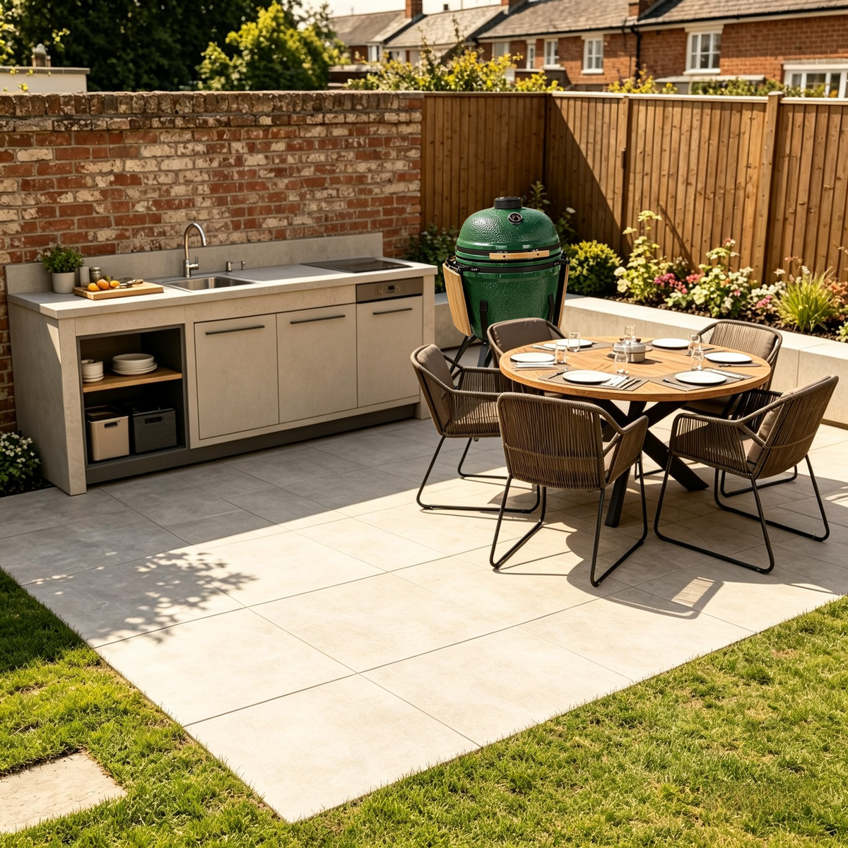 Kamado egg BBQ grill in a UK garden